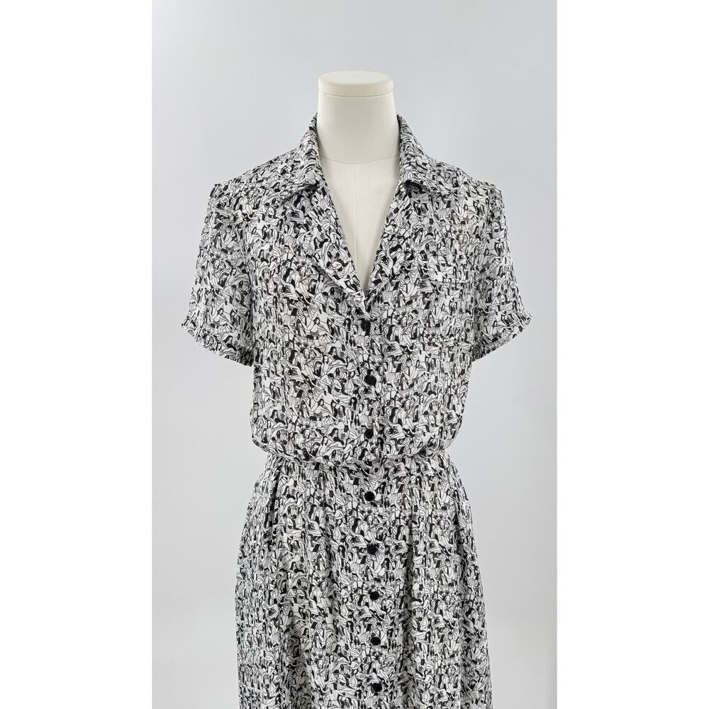 Rachel Antonoff Black & White People Shirt Dress Fun Print Whimsy Short Sleeve S